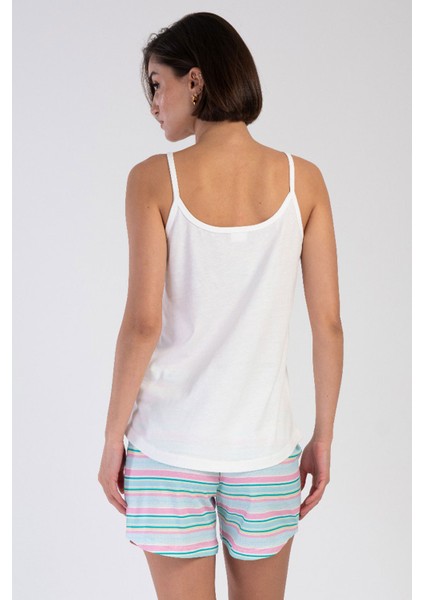 Pamuklu Kadın Ip Askılı Şortlu Pijama Takım , 312049