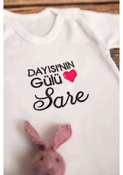 Kişiye Özel Isimli Nakışlı Bebek Basic Pamuk Penye Bisiklet Yaka Yarım Kol Body Zıbın fırsatları