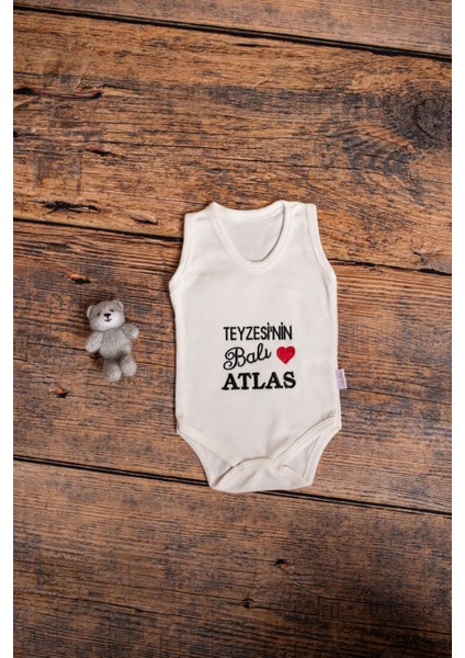 Kişiye Özel Isimli Nakışlı Bebek Basic Pamuk Penye Bisiklet Yaka Atlet Body Zıbın