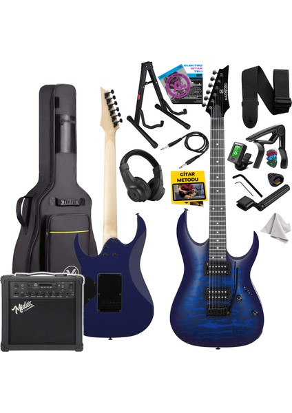 Grade-25AMP Blue Rosewood Floyde Rose 25 W Amfili Elektro Gitar