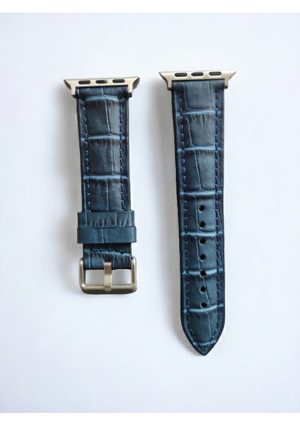 Apple Watch Hakiki Deri Kordon (38mm / 40mm/ 41mm /SE Uyumlu) Lacivert