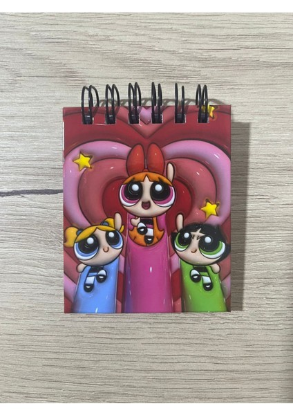 Powerpuff Girls Mini 3D Baskı Kapak Not Defteri 50 Sayfa