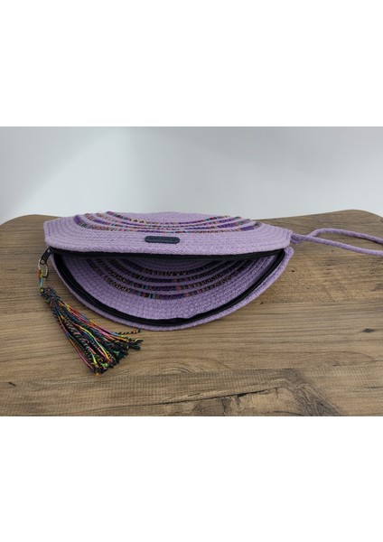 Lila Dengrade El Yapımı Özel Dikim,clutch Çanta,portföy Çanta,el Çantası, Handmade Çanta 16X33 cm