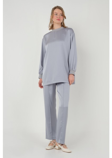 Ribanalı Saten Takım Gri indirimleri