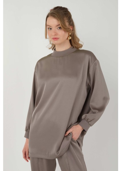 Ribanalı Saten Takım Vizon modelleri