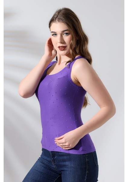 Buxton Kadın Mor U Yaka Kolsuz Esnek Basic Penye Bluz & Body modelleri