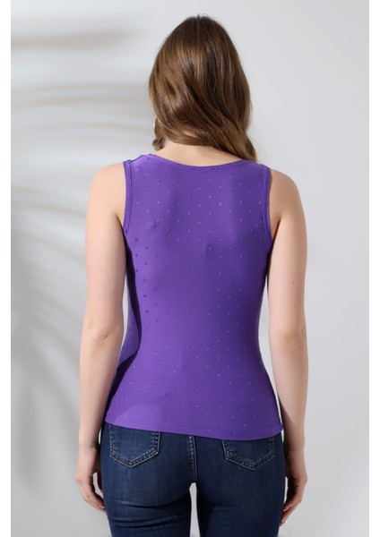 Buxton Kadın Mor U Yaka Kolsuz Esnek Basic Penye Bluz & Body fırsatları