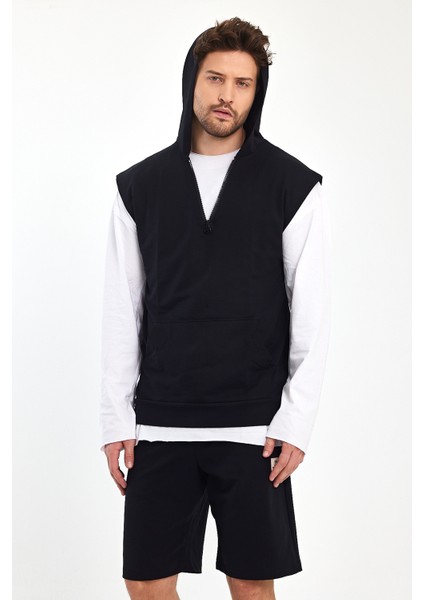 Kapşonlu Sıfır Kol Polar 2 Iplik Kanguru Cepli modelleri