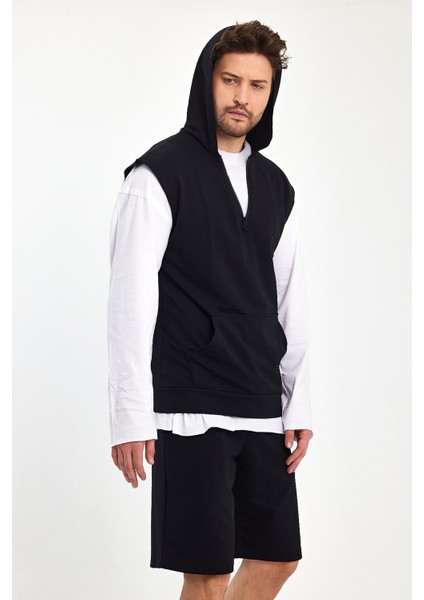 Kapşonlu Sıfır Kol Polar 2 Iplik Kanguru Cepli fırsatları