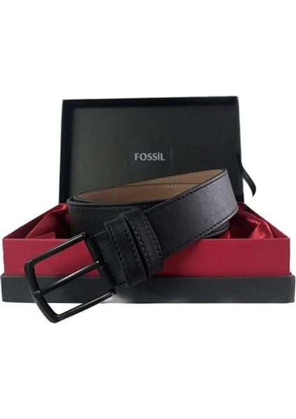 Siyah Suni Deri 4 cm Erkek Kemeri