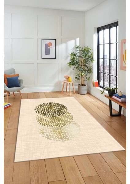 Dijital Baskılı Kaymaz Taban Yıkanabilir Modern Yolluk Mutfak Salon Halısı Modern-01-Krem