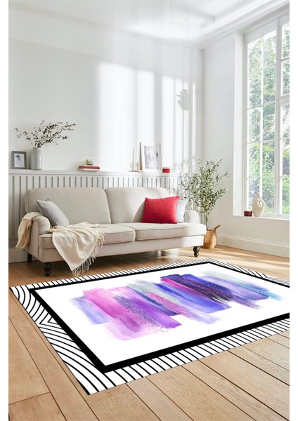 Renkli Modern Desenli Dijital Kaymaz Yıkanabilir Yolluk Mutfak Salon Halısı Modern-22-Mor modelleri