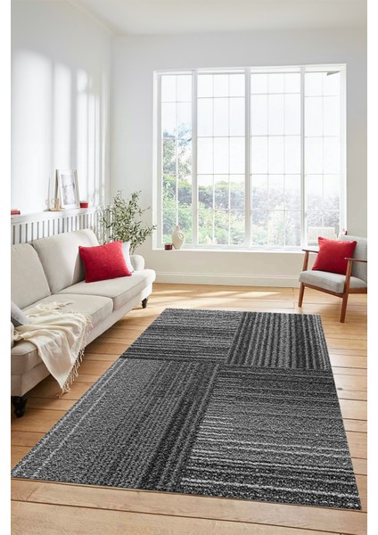 3D Modern Kilim Desen Dijital Kaymaz Yıkanabilir Yolluk Mutfak Salon Halısı Modern-34-Gri