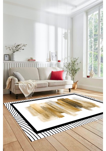 Renkli Modern Desenli Dijital Kaymaz Yıkanabilir Yolluk Mutfak Salon Halısı Modern-22-Kahve modelleri