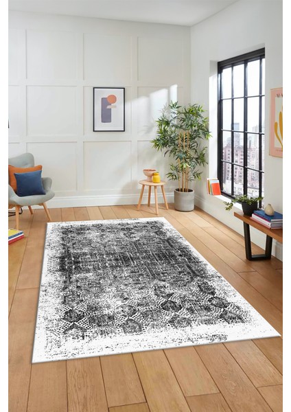 Dijital Baskılı Kaymaz Taban Yıkanabilir Sade Modern Yolluk Mutfak Salon Halısı Modern-04-Beyaz