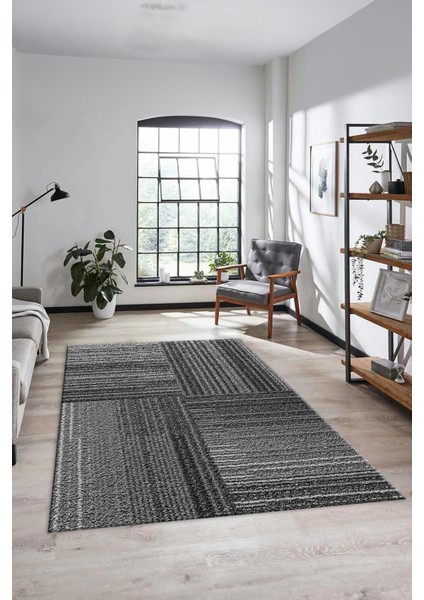 3D Modern Kilim Desen Dijital Kaymaz Yıkanabilir Yolluk Mutfak Salon Halısı Modern-34-Gri