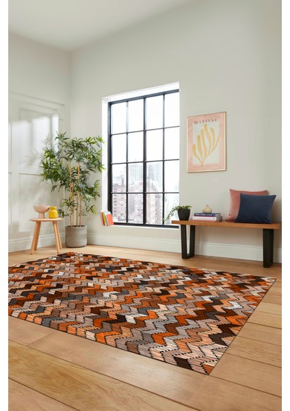 Dijital Baskılı Kaymaz Taban Yıkanabilir Renkli Modern Yolluk Mutfak Salon Halısı Modern-02-Kahve fiyatları