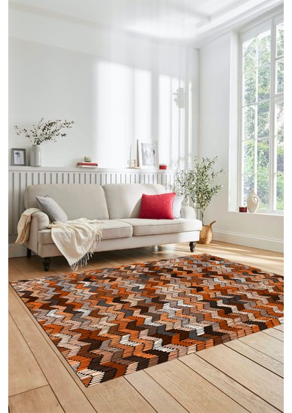 Dijital Baskılı Kaymaz Taban Yıkanabilir Renkli Modern Yolluk Mutfak Salon Halısı Modern-02-Kahve fırsatları