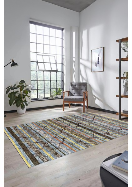 Kilim Desen Özel Tasarım Dijital Kaymaz Yıkanabilir Yolluk Mutfak Salon Halısı Modern-85-Renkli