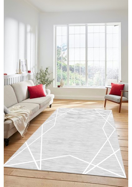 Dijital Dekoratif Kaymaz Taban Yıkanabilir Modern Yolluk Mutfak Salon Halısı Modern-05-Beyaz modelleri