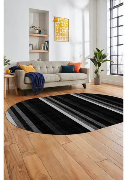 Modern Kilim Desen Dijital Kaymaz Yıkanabilir Oval Yolluk Mutfak Salon Halısı O-Modern-25-Antrasit indirimleri