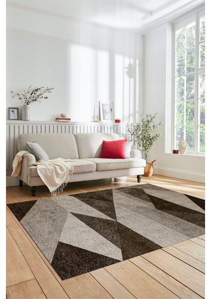 Baskılı Kaymaz Yıkanabilir Modern Koridor Halısı Mutfak Halısı Salon Halısı Modern-54-Kahve