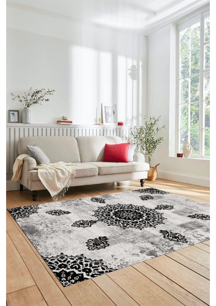 Baskılı Kaymaz Yıkanabilir Koridor Halısı Mutfak Halısı Salon Halısı Modern-45-Siyah fiyatları