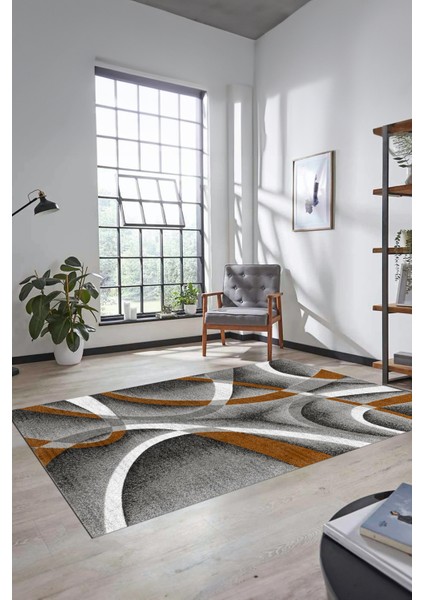 3D Baskılı Kaymaz Taban Yıkanabilir Modern Yolluk Mutfak Salon Halısı Modern-97-Kahve