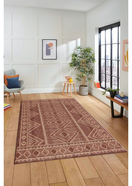 Kilim Desen Baskılı Kaymaz Taban Yıkanabilir Modern Yolluk Salon Halısı MODERN-108-BORDO fiyatları