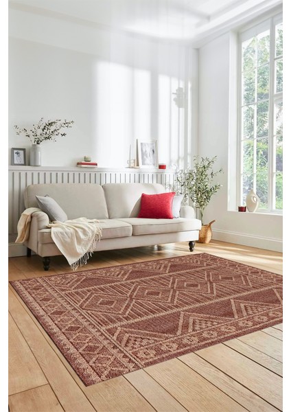 Kilim Desen Baskılı Kaymaz Taban Yıkanabilir Modern Yolluk Salon Halısı MODERN-108-BORDO indirimleri