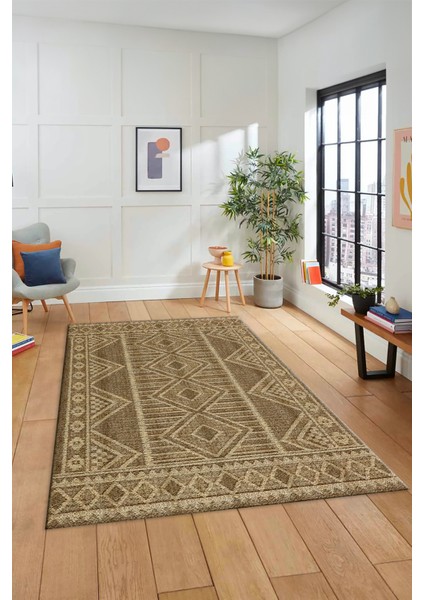 Kilim Desen Baskılı Kaymaz Taban Yıkanabilir Modern Yolluk Salon Halısı MODERN-108-KAHVE fiyatları