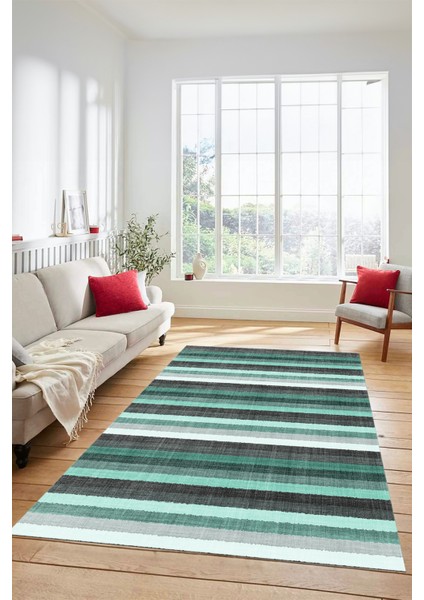 Modern Kilim Desen Dijital Kaymaz Yıkanabilir Yolluk Mutfak Salon Halısı Modern-25-Yurkuaz