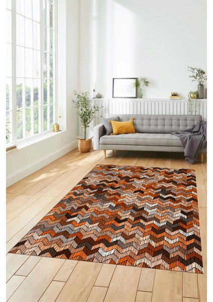 Dijital Baskılı Kaymaz Taban Yıkanabilir Renkli Modern Yolluk Mutfak Salon Halısı Modern-02-Kahve indirimleri