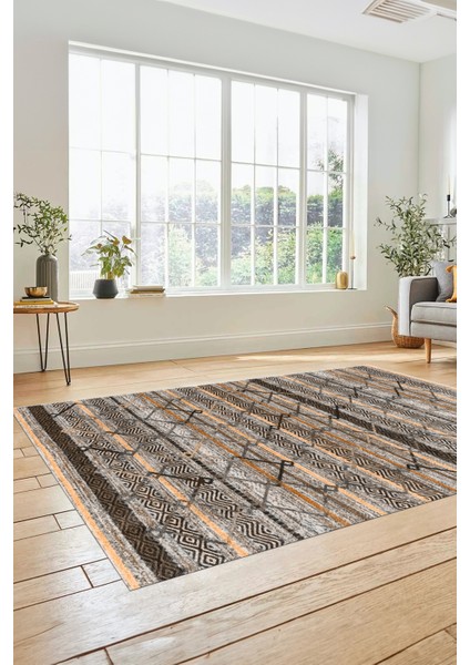 Kilim Desen Özel Tasarım Dijital Kaymaz Yıkanabilir Yolluk Mutfak Salon Halısı Modern-85-Kahve