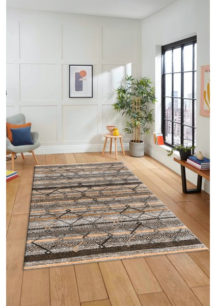 Kilim Desen Özel Tasarım Dijital Kaymaz Yıkanabilir Yolluk Mutfak Salon Halısı Modern-85-Kahve fırsatları