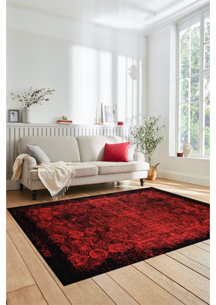 Dijital Baskılı Kaymaz Taban Yıkanabilir Sade Modern Yolluk Mutfak Salon Halısı Modern-04-Kırmızı fırsatları