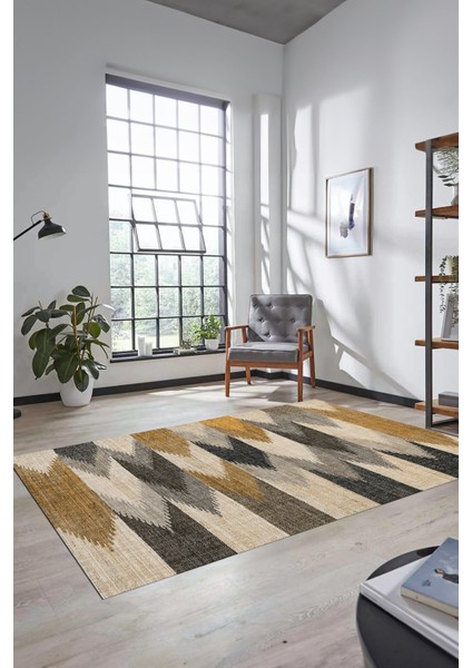 Renkli Desen Baskılı Kaymaz Taban Yıkanabilir Modern Yolluk Salon Halısı MODERN-104-KAHVE fiyatları