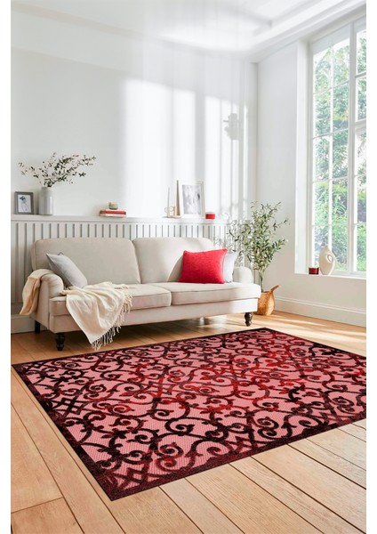 Modern Klasik Desen Dijital Kaymaz Yıkanabilir Yolluk Mutfak Salon Halısı Modern-32-Bordo fiyatları