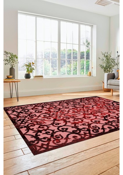 Modern Klasik Desen Dijital Kaymaz Yıkanabilir Yolluk Mutfak Salon Halısı Modern-32-Bordo fırsatları