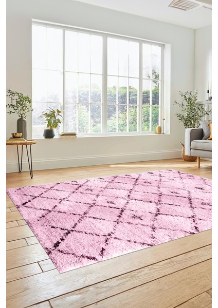 Baskılı Kaymaz Yıkanabilir Kilim Desen Yolluk Mutfak Halısı Salon Halısı Modern-57-Pembe modelleri