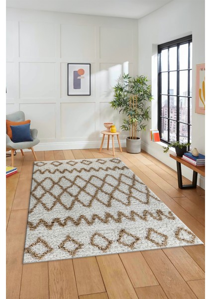 Modern Kilim Desen Dijital Kaymaz Yıkanabilir Yolluk Mutfak Salon Halısı Modern-92-Bej