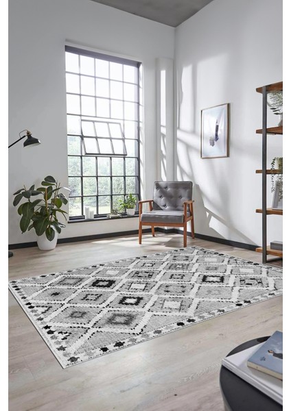Baskılı Kaymaz Yıkanabilir Etnik Modern Yolluk Mutfak Halısı Salon Halısı Modern-60-Gri