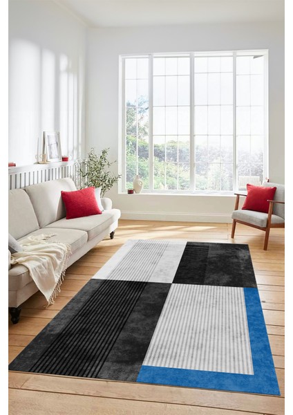 Baskılı Kaymaz Taban Yıkanabilir Modern Şık Yolluk Mutfak Salon Halısı MODERN-107-ANTRASİT fırsatları