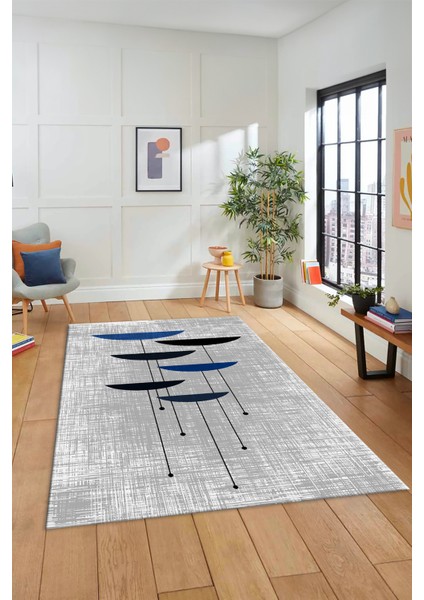 Baskılı Kaymaz Taban Yıkanabilir Modern Yolluk Mutfak Salon Halısı MODERN-112-MAVİ fiyatları