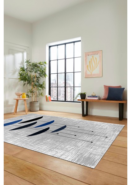 Baskılı Kaymaz Taban Yıkanabilir Modern Yolluk Mutfak Salon Halısı MODERN-112-MAVİ modelleri