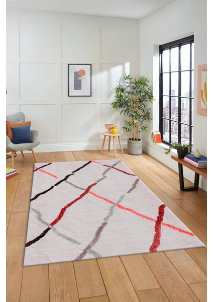 Şık Sade Modern Desenli Dijital Kaymaz Yıkanabilir Yolluk Mutfak Salon Halısı Modern-73-Pembe indirimleri