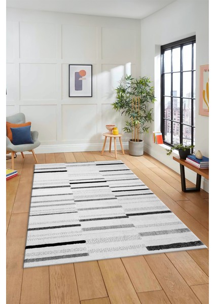 Şık Sade Kilim Desenli Dijital Kaymaz Yıkanabilir Yolluk Mutfak Salon Halısı Modern-74-Gri indirimleri
