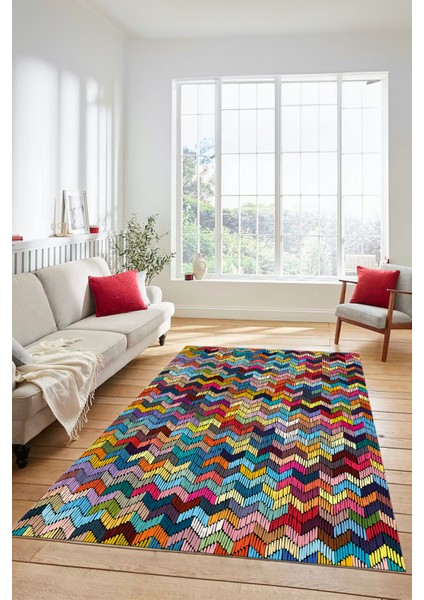 Dijital Baskılı Kaymaz Taban Yıkanabilir Renkli Modern Yolluk Mutfak Salon Halısı Modern-02-Renkli modelleri