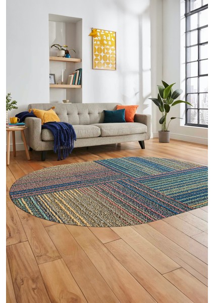 3D Modern Kilim Desen Dijital Kaymaz Yıkanabilir Oval Yolluk Mutfak Salon Halısı O-Modern-34-Renkli