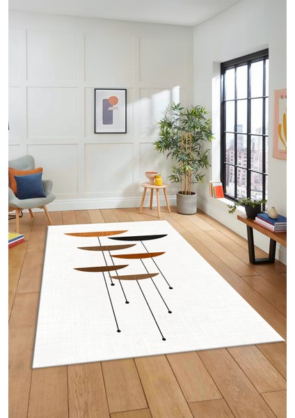 Baskılı Kaymaz Taban Yıkanabilir Modern Yolluk Mutfak Salon Halısı MODERN-112-BEYAZ fiyatları
